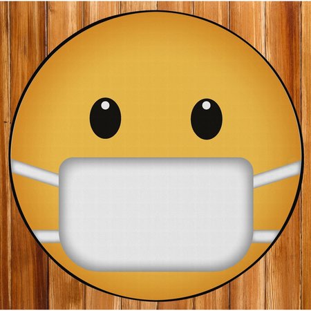 DEERLUX Emoji Style Round Funny Smiley Face Kids Area Rug, Mask Emoji Rug, 24 x24 QI003874.XS